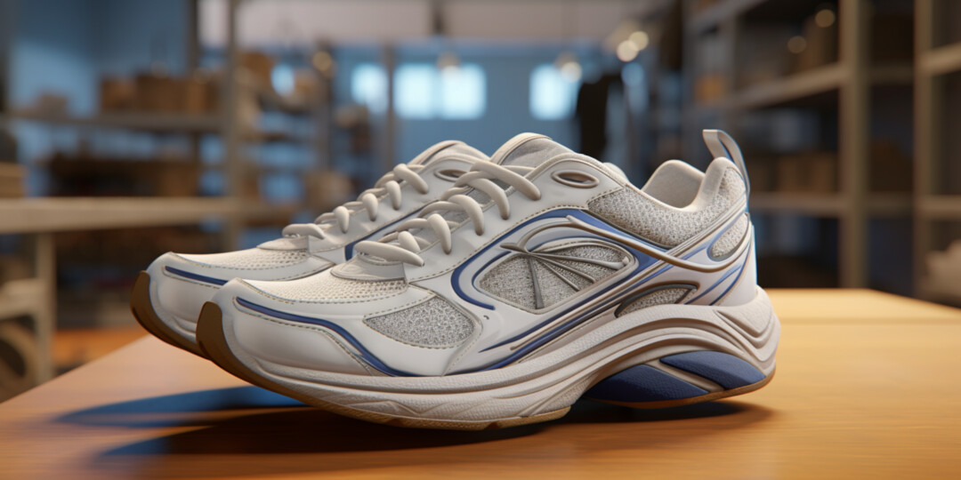 Кросівки для бігу з підошвою EVA на столі складу