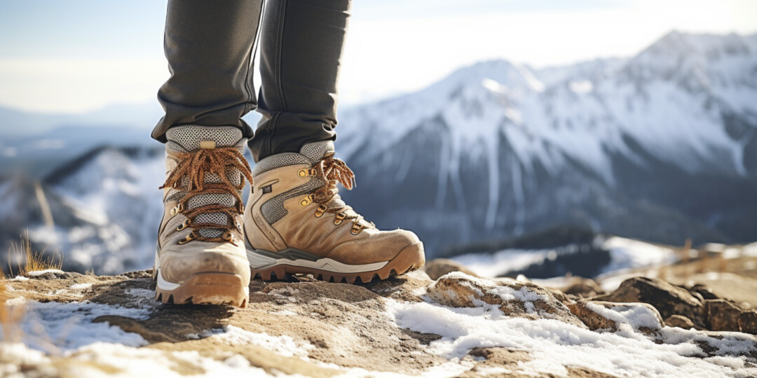 Похідні черевики в горах взимку