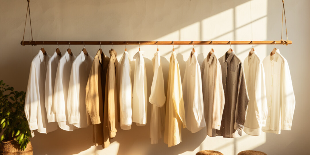 Одяг з льону зберігається в просторому та добре освітленому гардеробі