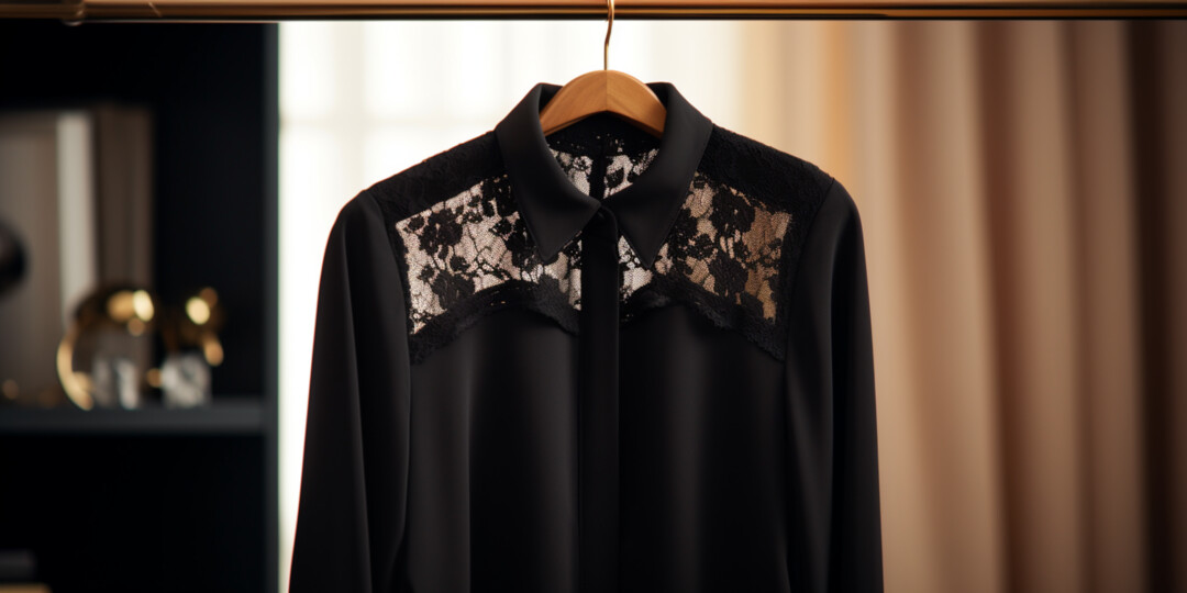 Жіноча чорна блузка з мереживом в гардеробі