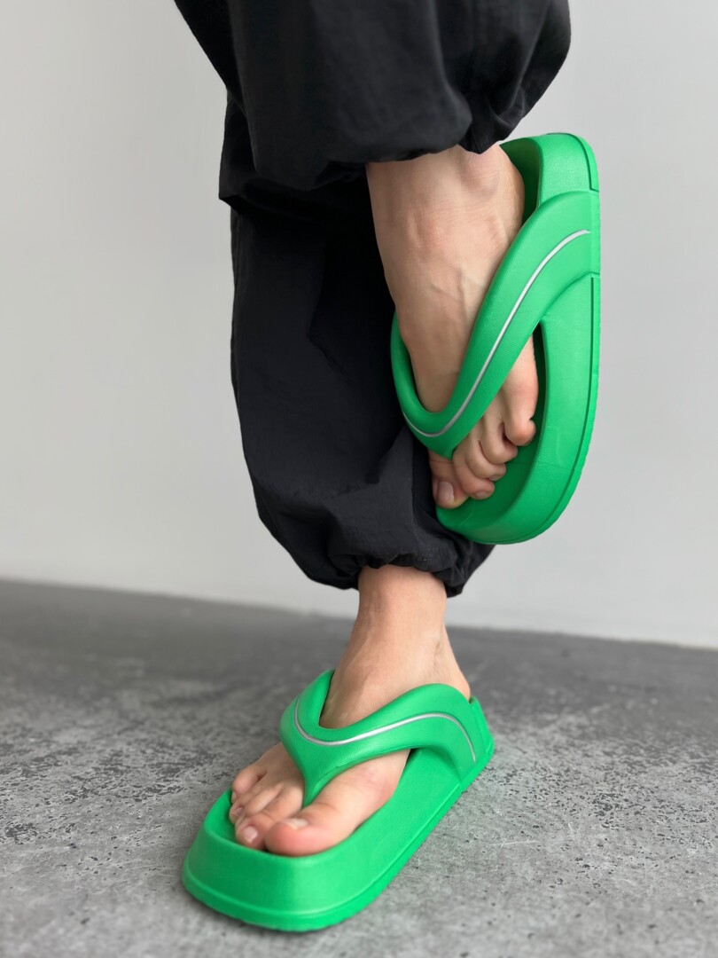 Шльопанці Peep toes зелені
