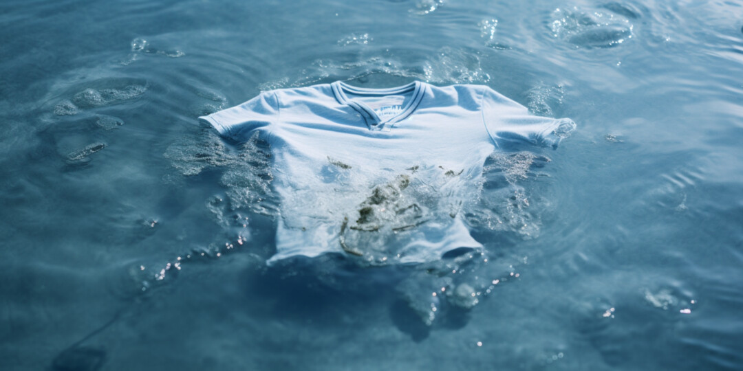Біла брудна футболка в холодній воді
