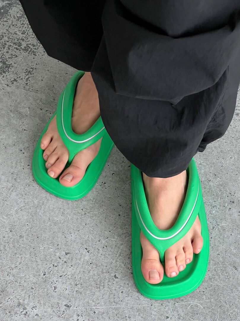Шльопанці Peep toes зелені