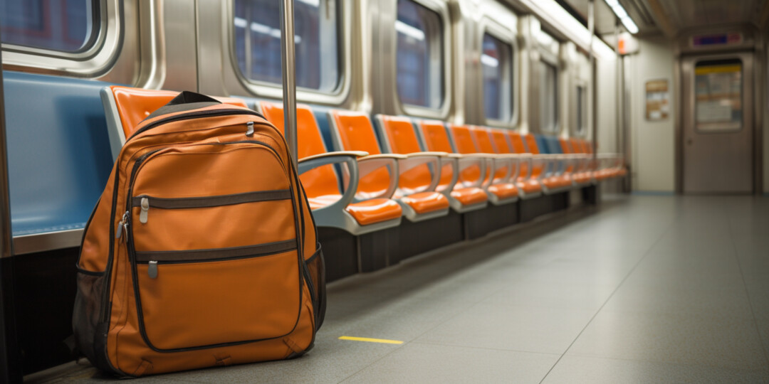 Міський рюкзак в вагоні метро в великому місті