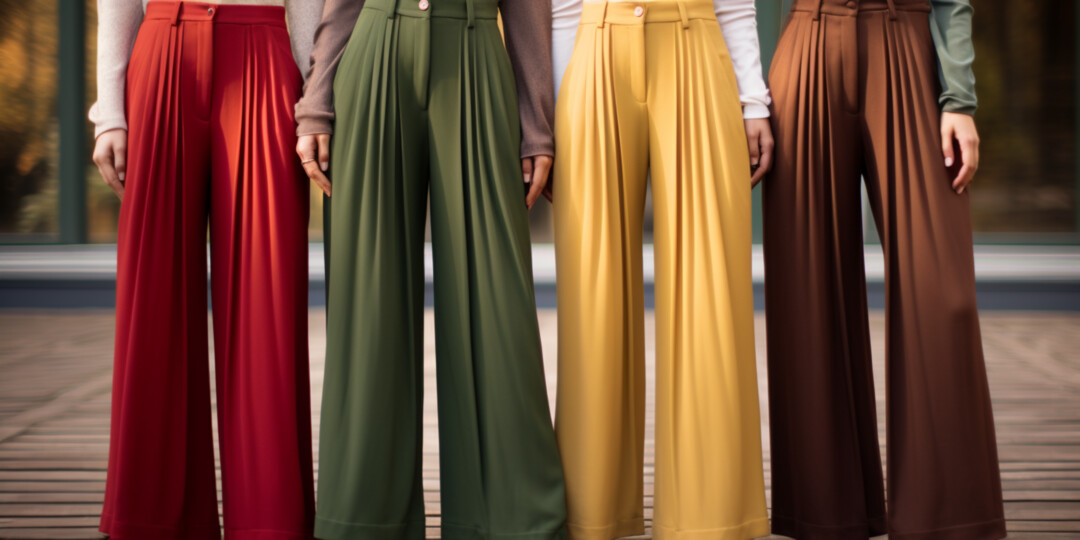 Жінки в штанах-пліссе різного кольору на вулиці
