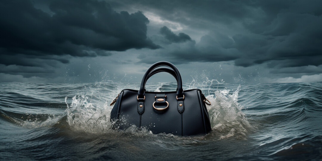 Жіноча сумка з нубуку в океані в шторм