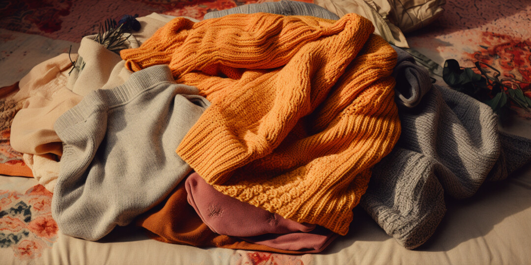 Купа светрів на підлозі в гостинній